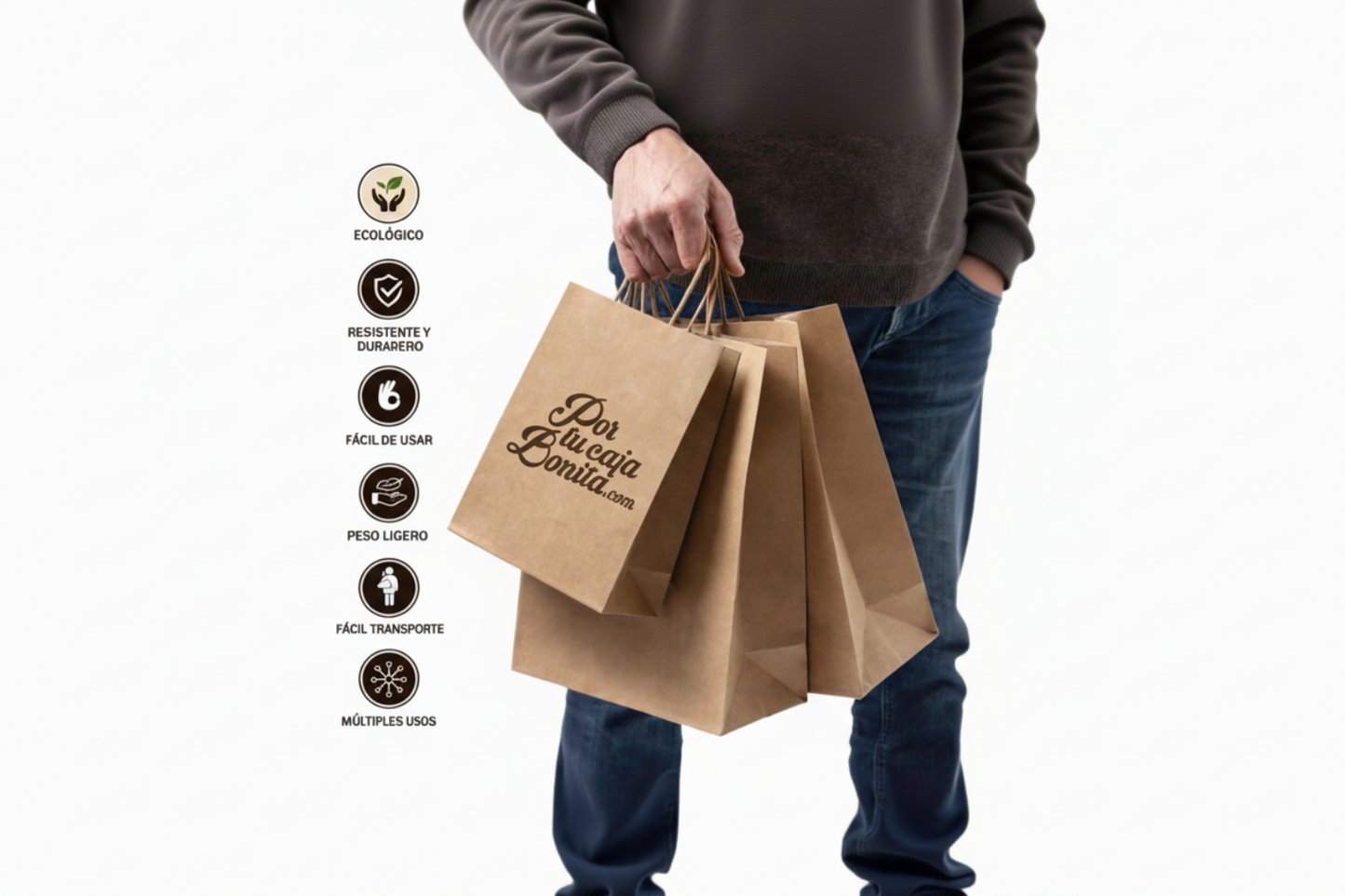 Bolsas de papel asa rizada personalizada