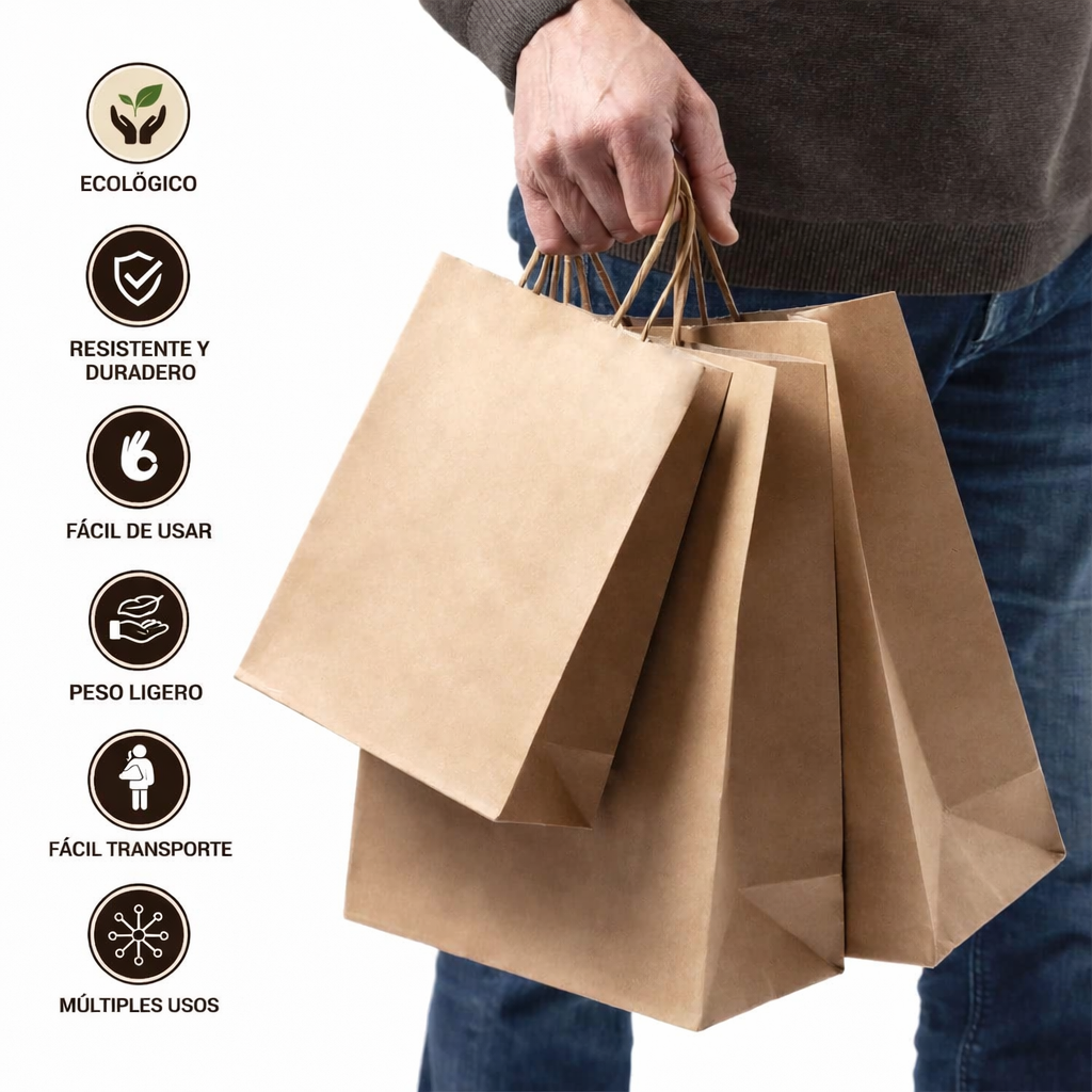 Bolsa de papel anónima asa rizada