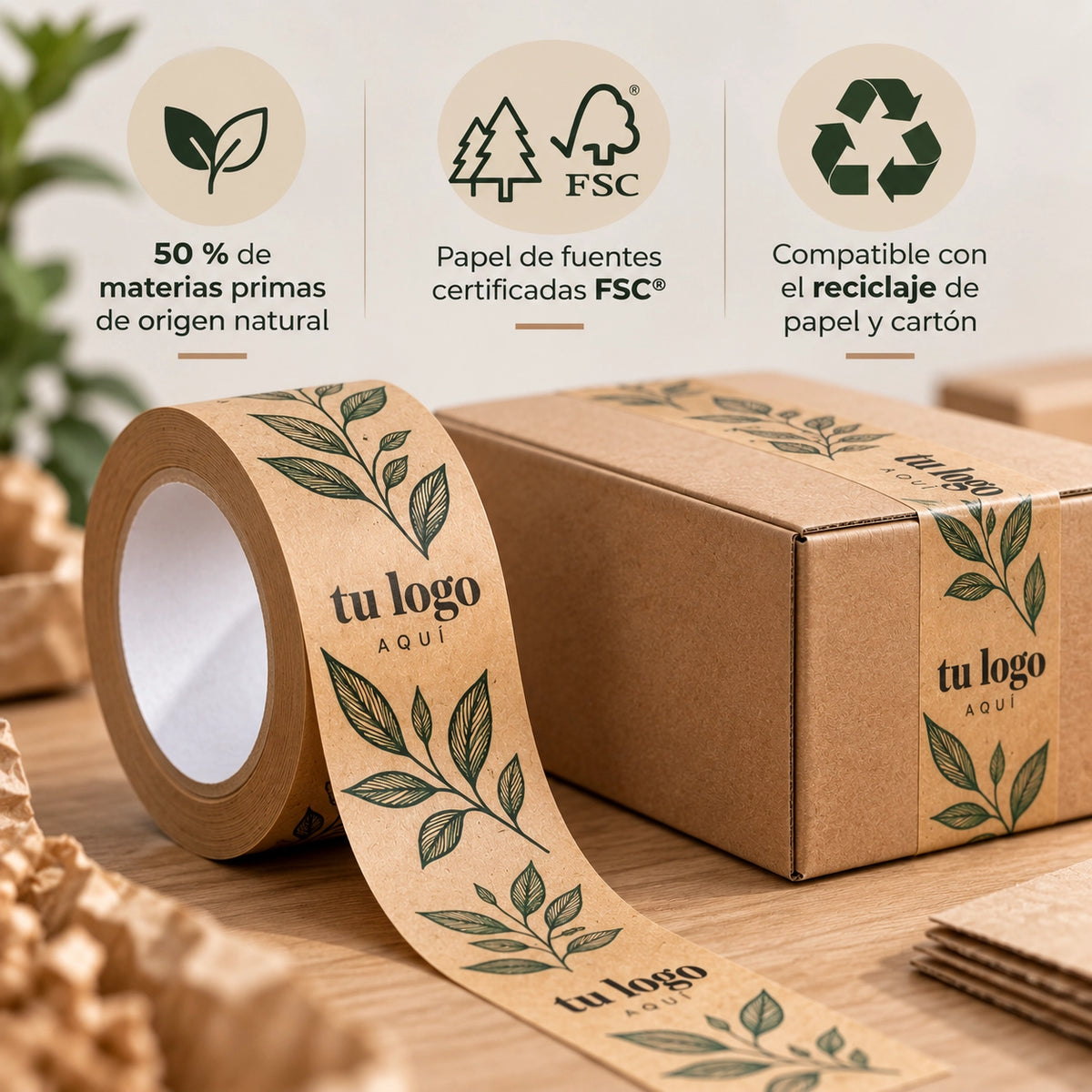 Cinta kraft personalizada con tu logo