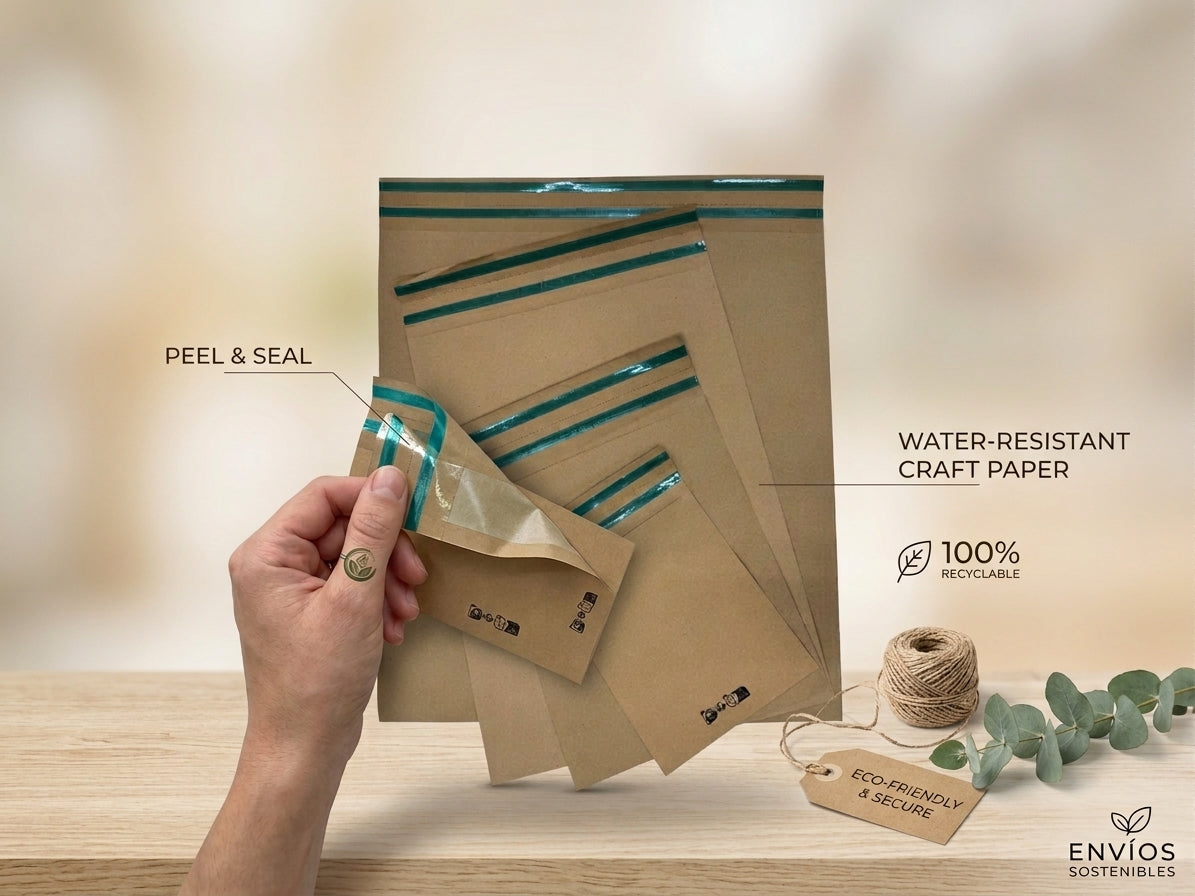 Sobre papel personalizado marrón dos tiras adhesivas para envío