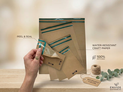 Sobre papel personalizado marrón dos tiras adhesivas para envío