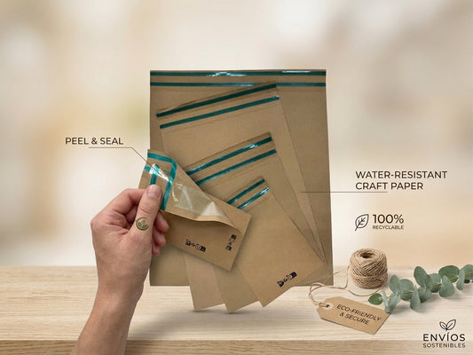 Sobre papel personalizado marrón dos tiras adhesivas para envío